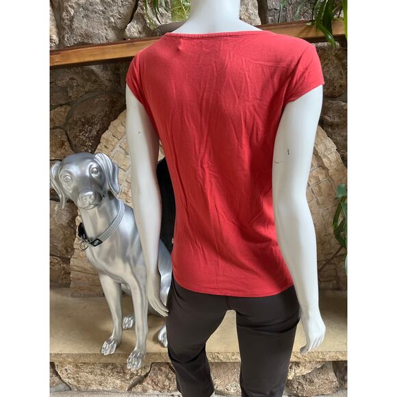 Toad and Company Red Tencel Short Sleeve Shirt Women's Size Small - Picture 3 of 6